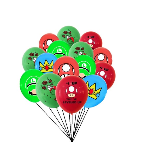 Zestaw Balonów Balon Super Mario Urodziny 15 Szt 3 Kolory Hopki