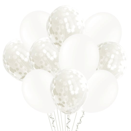 Zestaw balonów białe z konfetti, 20 sztuk PartyPal