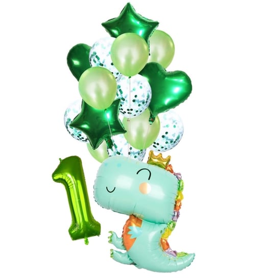 Zestaw Balonów Dinozaur 3D Urodziny Hel 16 Szt Hopki