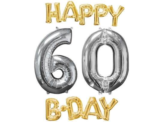 Zestaw balonów foliowych na 60 urodziny - 4 szt. Amscan