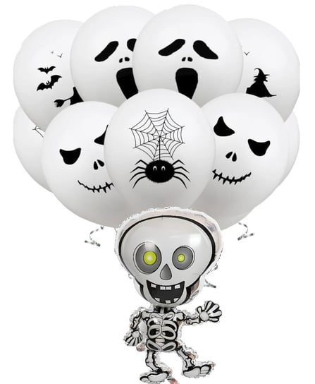 Zestaw Balonów Halloween Duch Szkielet Hel 11Szt Hopki