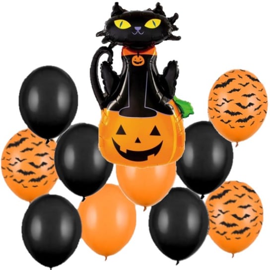 Zestaw balonów halloween - kot i dynia 11 sztuk OCHprosze