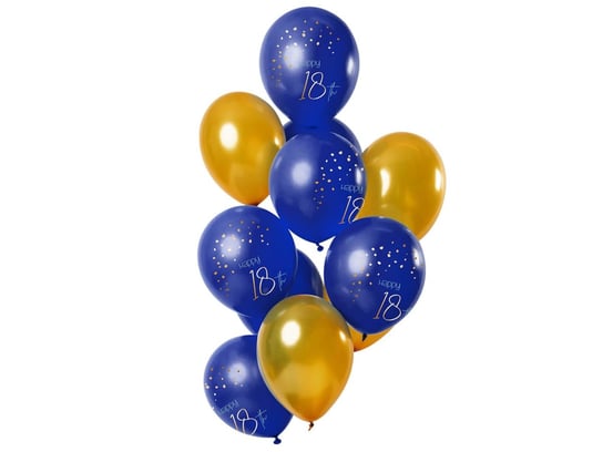 Zestaw balonów Happy 18th granatowo-złoty - 30 cm - 12 szt. Folat