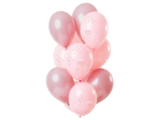 Zestaw balonów Happy 18th różowy - 30 cm - 12 szt. Folat