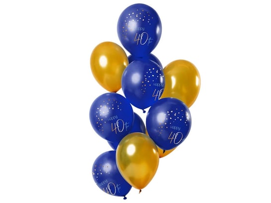 Zestaw balonów Happy 40th granatowo-złoty - 30 cm - 12 szt. Folat