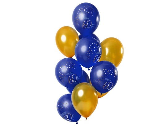 Zestaw balonów Happy 60th granatowo-złoty - 30 cm - 12 szt. Folat