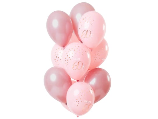 Zestaw balonów Happy 60th różowy - 30 cm - 12 szt. Folat