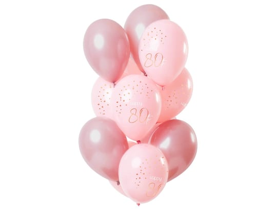 Zestaw balonów Happy 80th różowy - 30 cm - 12 szt. Folat