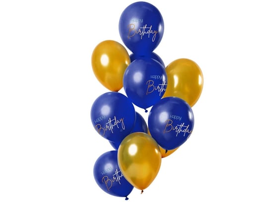 Zestaw balonów Happy Birthday granatowo-złoty - 30 cm - 12 szt. Folat