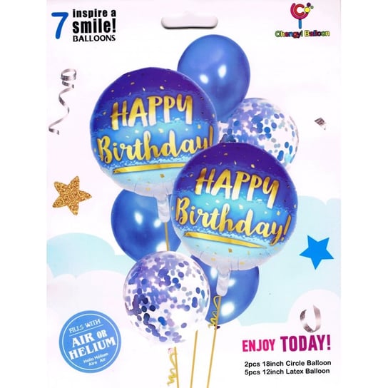 Zestaw balonów Happy Birthday pink, 7 szt. 30-46 cm MK Trade