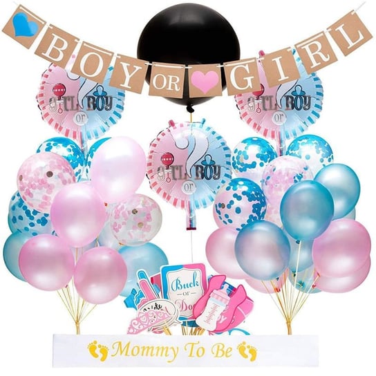 Zestaw balonów i rekwizytów na Baby Shower 'Boy or Girl' HEDO