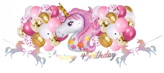 Zestaw balonów jednorożec na Urodziny Dekoracje z jednorożcem Unicorn baner tęczowy Szafran Limited