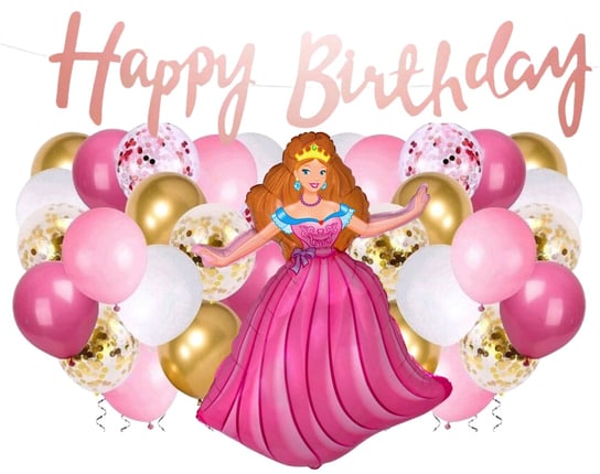 Zestaw balonów Księżniczka Barbie dla dziewczynki Gotowe Dekoracje Urodzinowe Baner inna (Inny)