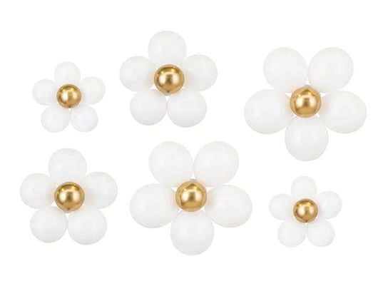 Zestaw Balonów Lateksowych Kwiaty Biało-Złote ABC