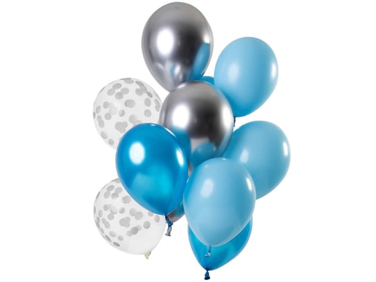 Zestaw balonów lateksowych niebiesko-srebrny - 30 cm - 12 szt. Folat