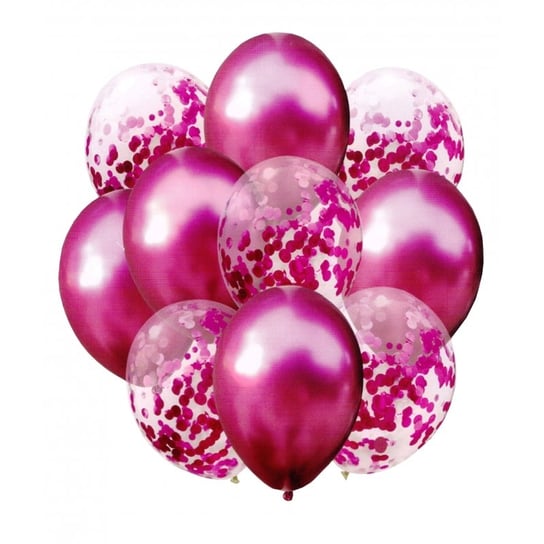 Zestaw balonów metal bordo i konfetti 33cm, 10 szt. MK Trade