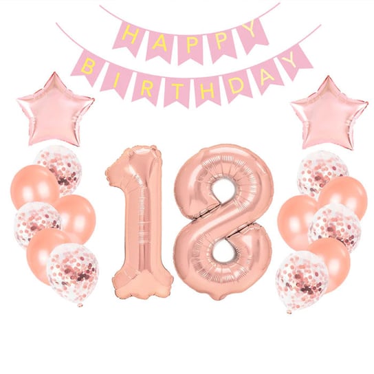 Zestaw balonów na 18 urodziny, rose gold duży 63396 Forum Design Cards