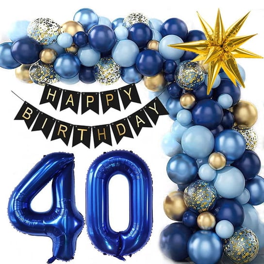 Zestaw Balonów Na 40 Urodziny Granatowo Złoty 136Szt Inna marka