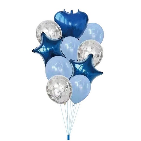 Zestaw balonów na chrzest i roczek, niebiesko-srebrny NiebieskiStolik