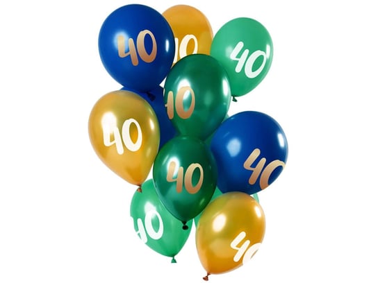 Zestaw balonów na czterdzieste urodziny - 30 cm - 12 szt. Folat