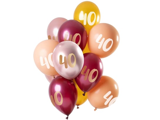 Zestaw balonów na czterdzieste urodziny różowo-złoty - 30 cm - 12 szt. Folat