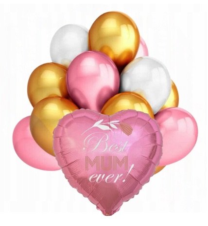 Zestaw Balonów na Dzień Mamy Urodziny różowy Bukiet balonowy Serce Best Mum Ever Szafran Limited