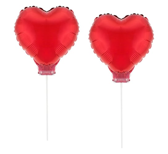 Zestaw balonów na patyczkach, serca, 11", czerwony, 2 sztuki GoDan