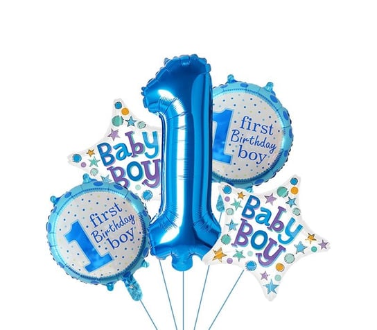 Zestaw balonów na roczek "1 FIRST BIRTHDAY BOY", 5 el. Party spot