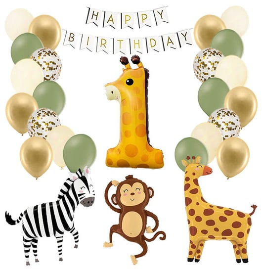 Zestaw Balonów Na Roczek 1 Urodziny Safari 40Szt Inna marka