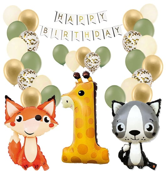 Zestaw Balonów Na Roczek 1 Urodziny Zwierzątka 39Szt Inna marka
