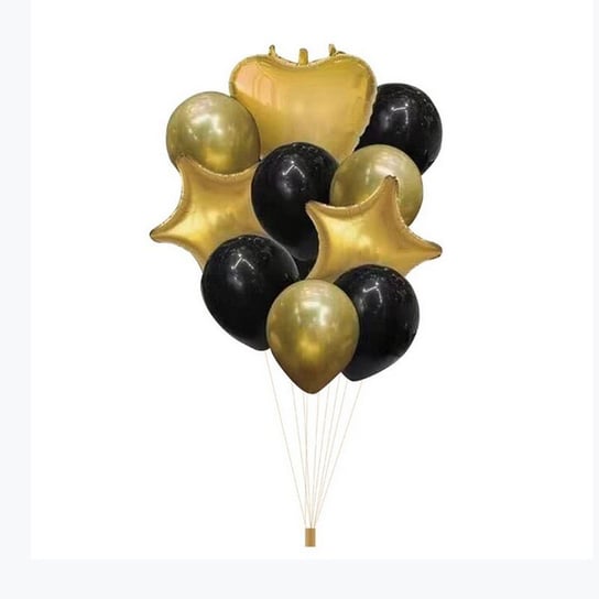 Zestaw balonów na roczek i urodzinki, złoto-czarny NiebieskiStolik