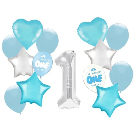 Zestaw balonów na roczek niebieski dla chłopca 63449 PartyPal