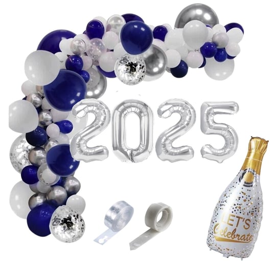 Zestaw balonów na sylwestra Girlanda balonowa Sylwester granatowe 2025 Balonowy Raj