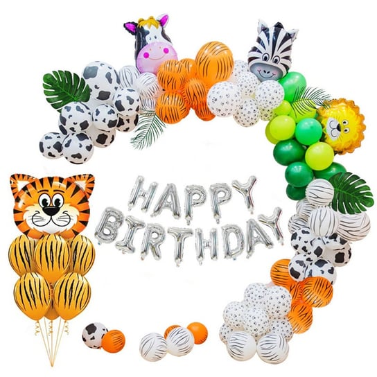 Zestaw balonów na urodziny dziecka 90 balonów – zwierzątka ZOO HEDO