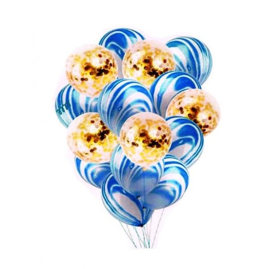 Zestaw balonów niebieskie ze złotym konfetti 30cm, 15 szt. BCS-600 go-party