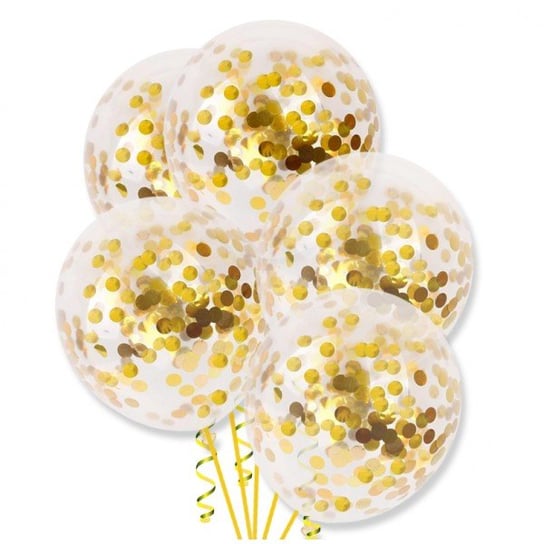 Zestaw balonów przeźroczyste konfetti złote balony ImprezCzas