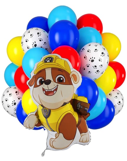 Zestaw balonów Psi Patrol Rubble Łapki Piesek na Urodziny Balon Foliowy Szafran Limited