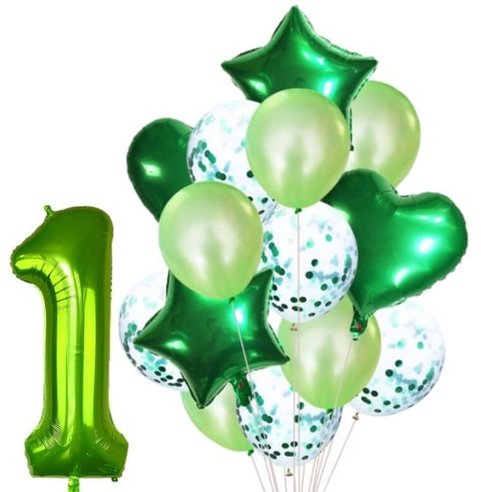 Zestaw Balonów Rocznica 1 Urodziny Hel Party 15Szt Hopki