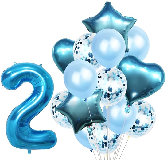 Zestaw Balonów Rocznica 2 Urodziny Hel Party 15Szt Hopki