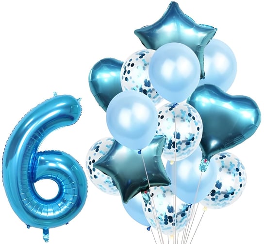 Zestaw Balonów Rocznica 6 Urodziny Hel Party 15Szt Hopki