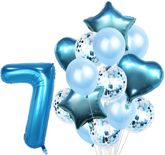 Zestaw Balonów Rocznica 7 Urodziny Hel Party 15Szt Hopki