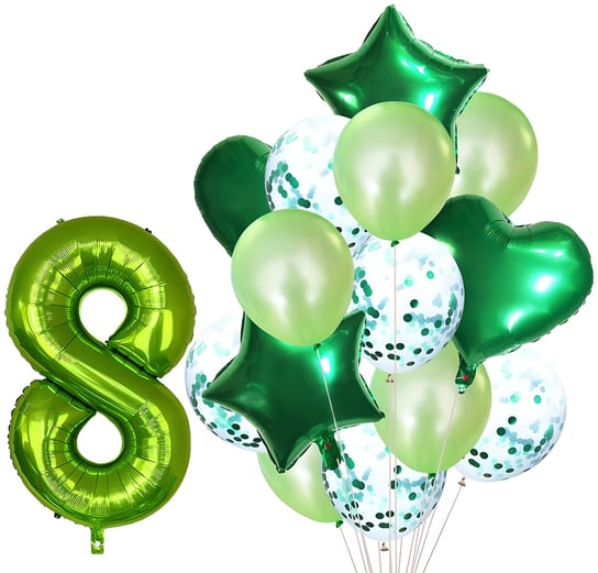 Zestaw Balonów Rocznica 8 Urodziny Hel Party 15Szt Hopki