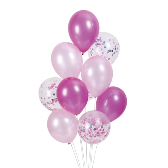 Zestaw balonów różowe z konfetti mix, 30cm, 10 szt. PartyPal