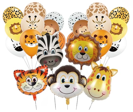 Zestaw Balonów Safari Zwierzęta Zoo Urodziny 25Szt Hopki