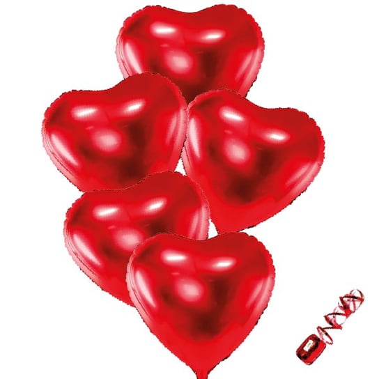 Zestaw Balonów Serca - 5 Sztuk Czerwone Walentynki Czerwone Serca OCHprosze