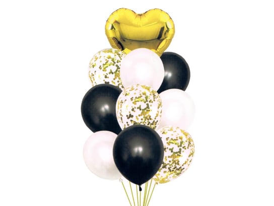 Zestaw balonów Serce złoto-czarny - 11 szt. MK Trade