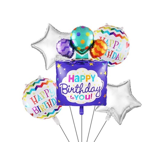 Zestaw balonów urodzinowych "Happy Birthday To You" fioletowy 5 el. Party spot