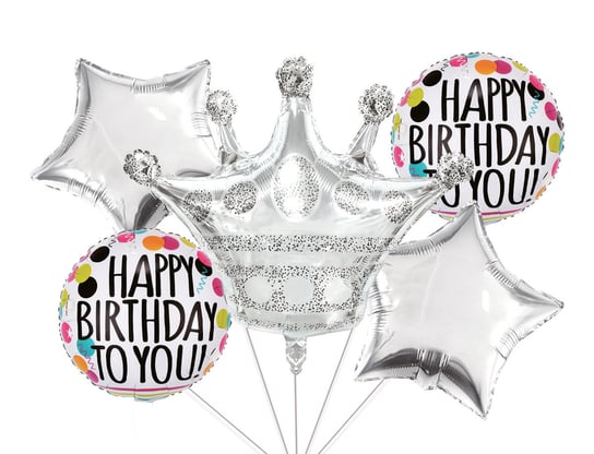 Zestaw balonów urodzinowych z Koroną, 5 el. Party spot