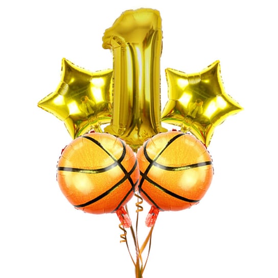 Zestaw balonów urodzinowych z motywem koszykówki,roczek, 5 el. Party spot