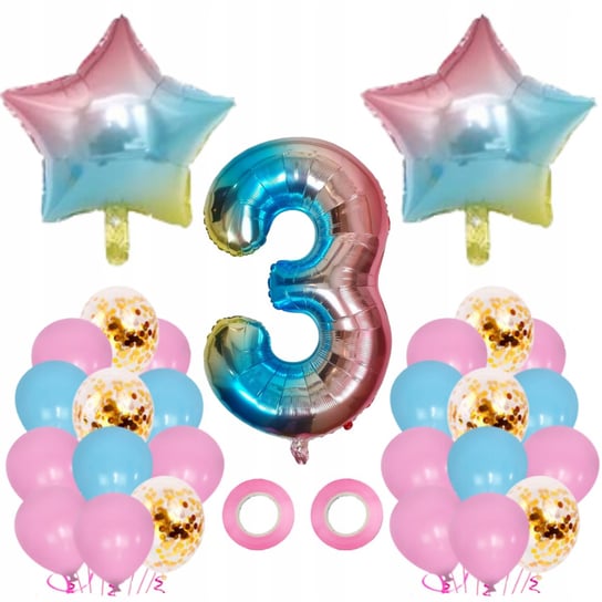 Zestaw Balonów Urodziny 29Sztuk Tęczowe Jednorożec JAMKO